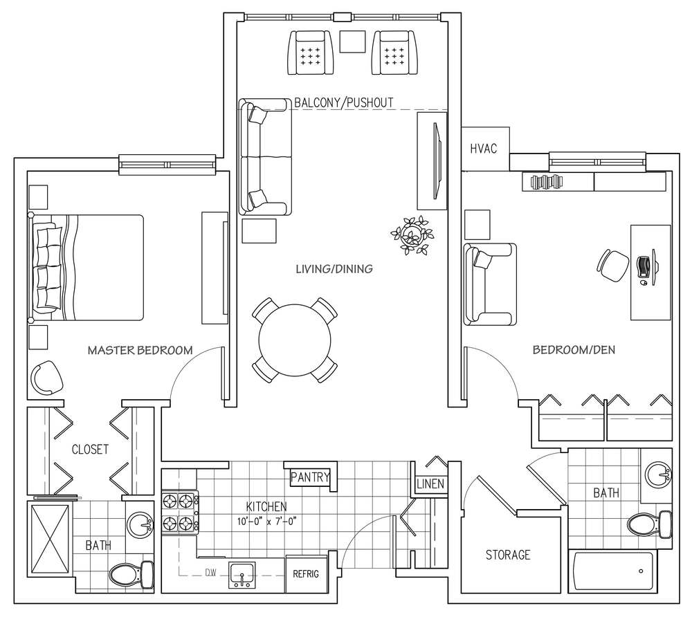 Floor Plan Two Bedroom Classic 3737 xl