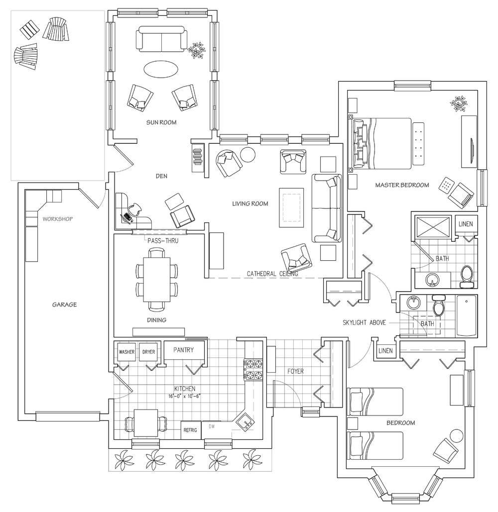 Floor Plan Villa with Sun Room 1368 xl